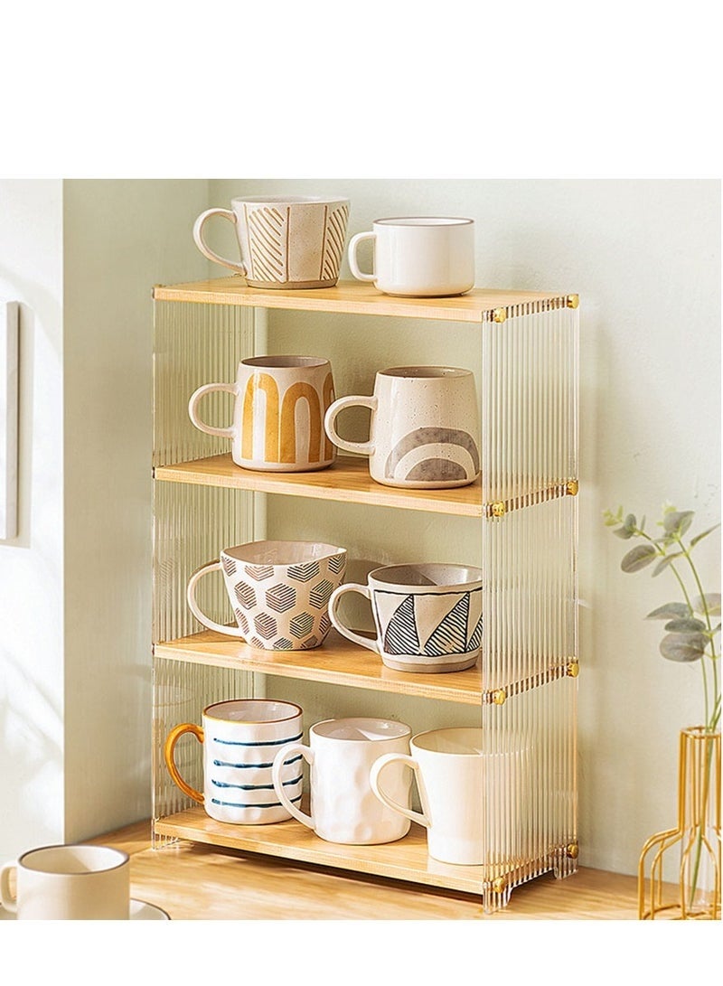 Arabest 4 Layer Storage Racks，Countertop Dish Rack Cups and Water Cup Storage Holder,Multi-Layer Shelf Rack Countertop Makeup Organizer Perfume Organizer Storage Shelves Tea Sets, Glass Cups, Coffee Cups, Mugs Sorting (34 * 48 * 15) - Image 1